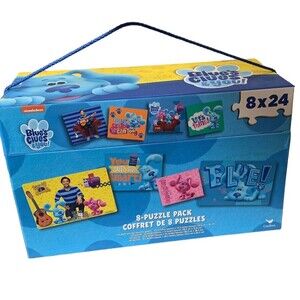 Nickelodeon BLUE'S CLUES & YOU 8-Puzzle Pack In Carrying Container BRAND NEW